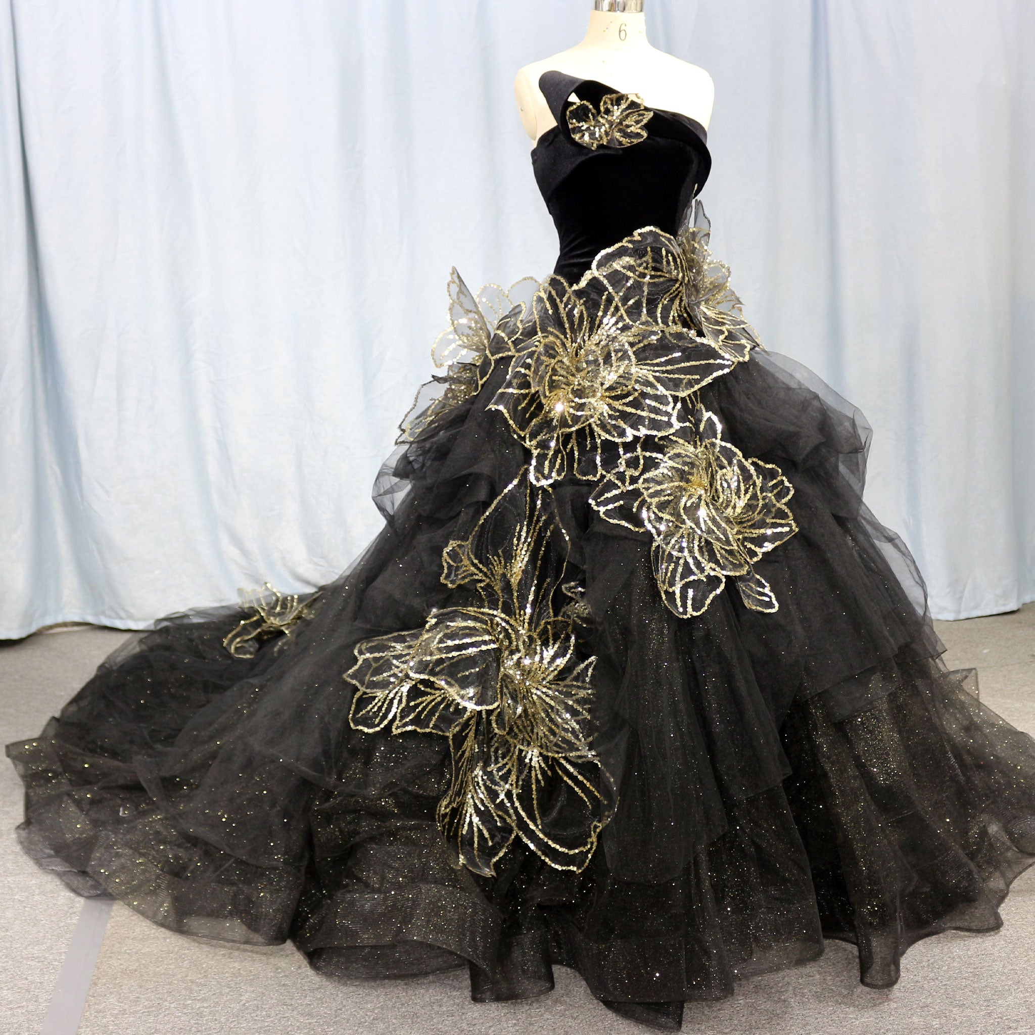 Black and Gold Wedding Dresses Rosymae