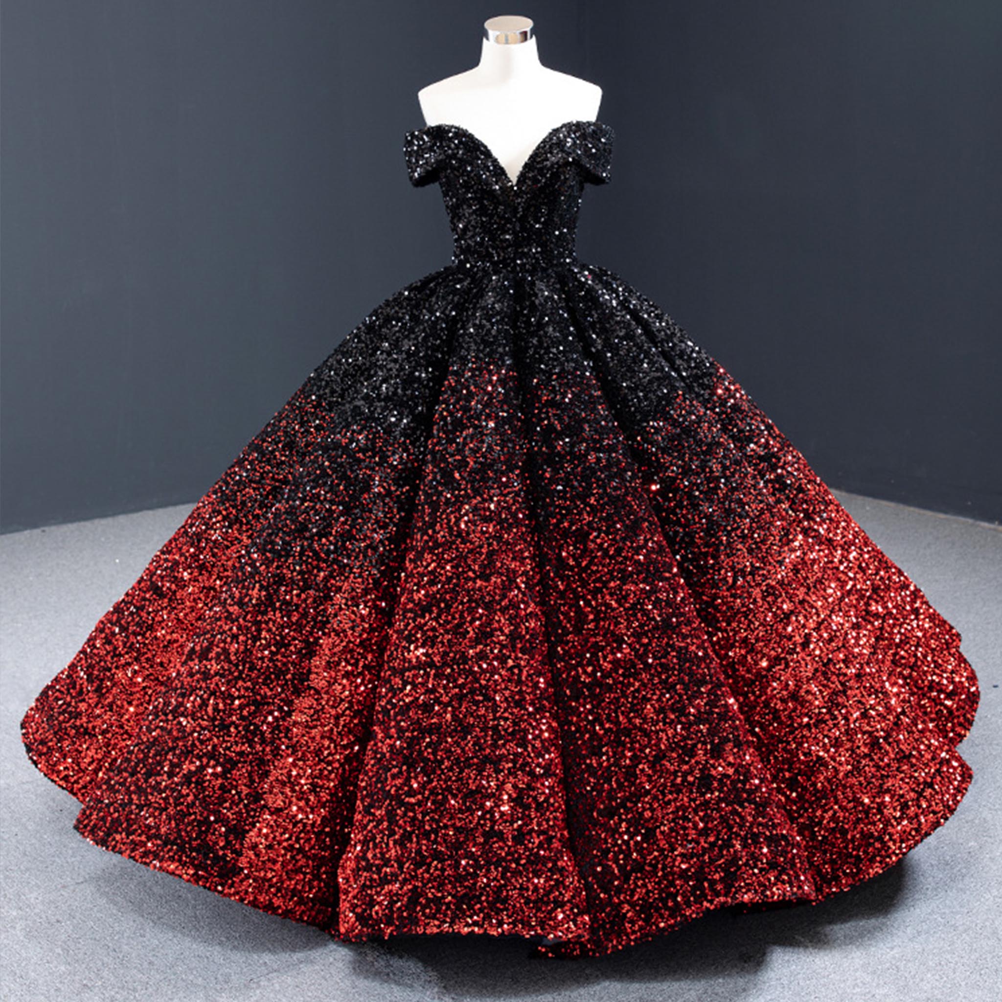blue dress for baby girl Black Floral Lace Rosette Wedding Dresses Sparkly Long Sleeve Quincean –  Viniodress
