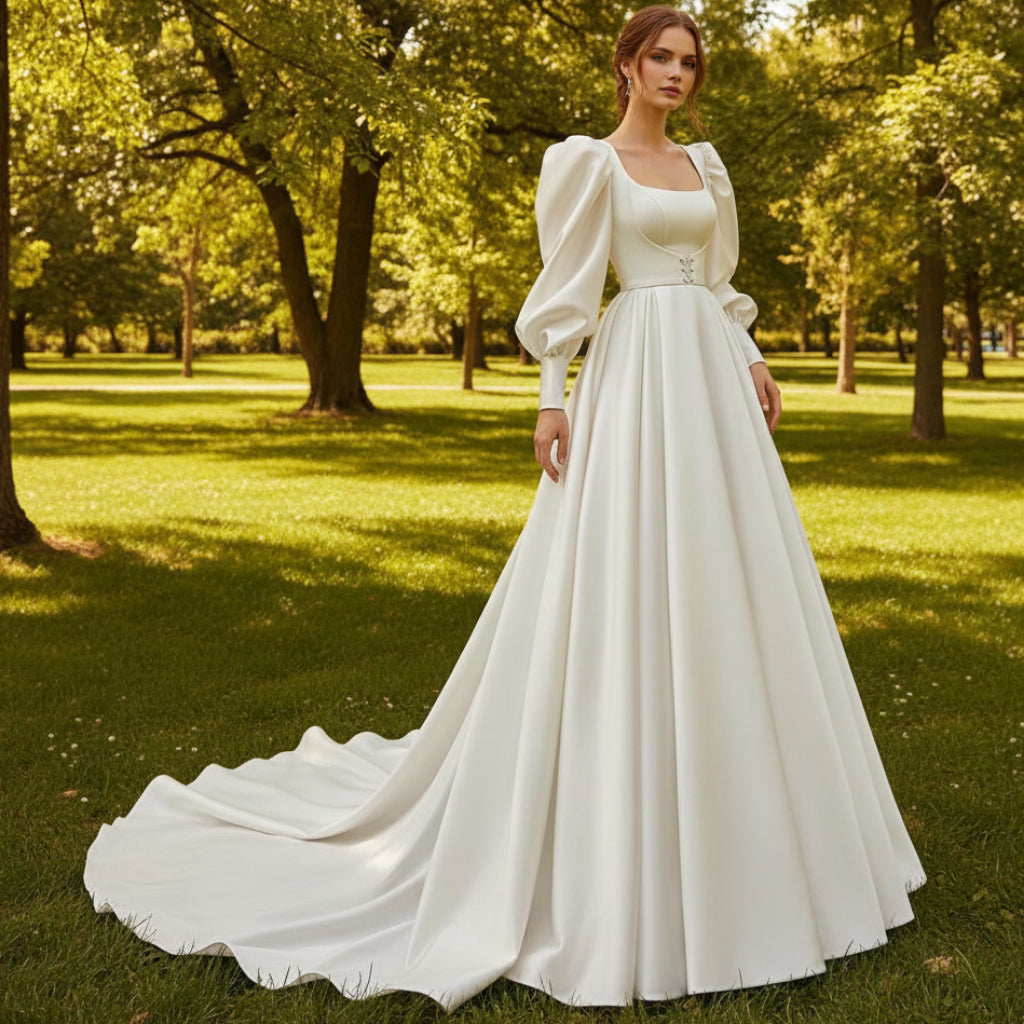 Puff Sleeve Wedding Dress Balloon Sleeve Wedding Dresses RosyMae — free download