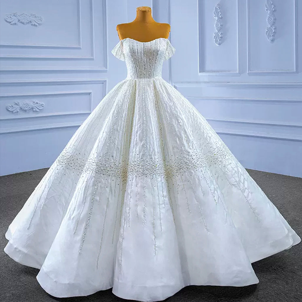 Off The Shoulder Beading Wedding Dress Sparkle Evening Dress Prom Party Dress main image 1
