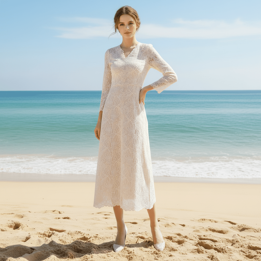calf long dress Thierry Colson Guise Midi Calf Dress - Wild Flower Embroidery