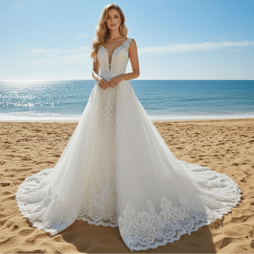 Elegant Tank Sleeve Ballgown Mermaid Convertible Wedding Dress Ivory / 10