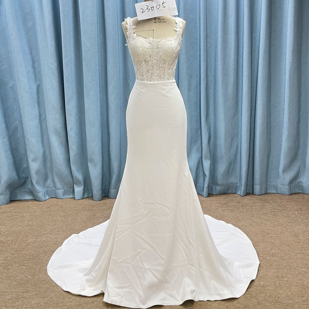 Simple Mermaid Square Neck Satin Wedding Dresses VK24102214