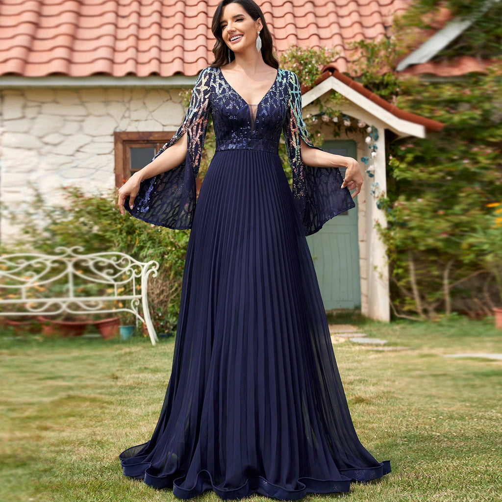 royal blue dress with long sleeves Elegant Long Sleeve Royal Blue Mother of the Bride and Groom Dresses –  Rosymae