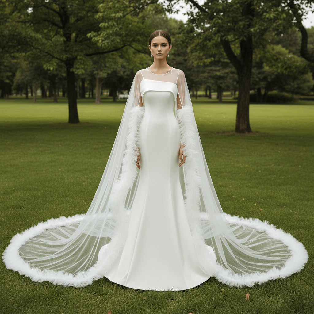 keyhole mermaid wedding dress Unique Design Keyhole Satin Mermaid Wedding Dress with Cape White / 24W