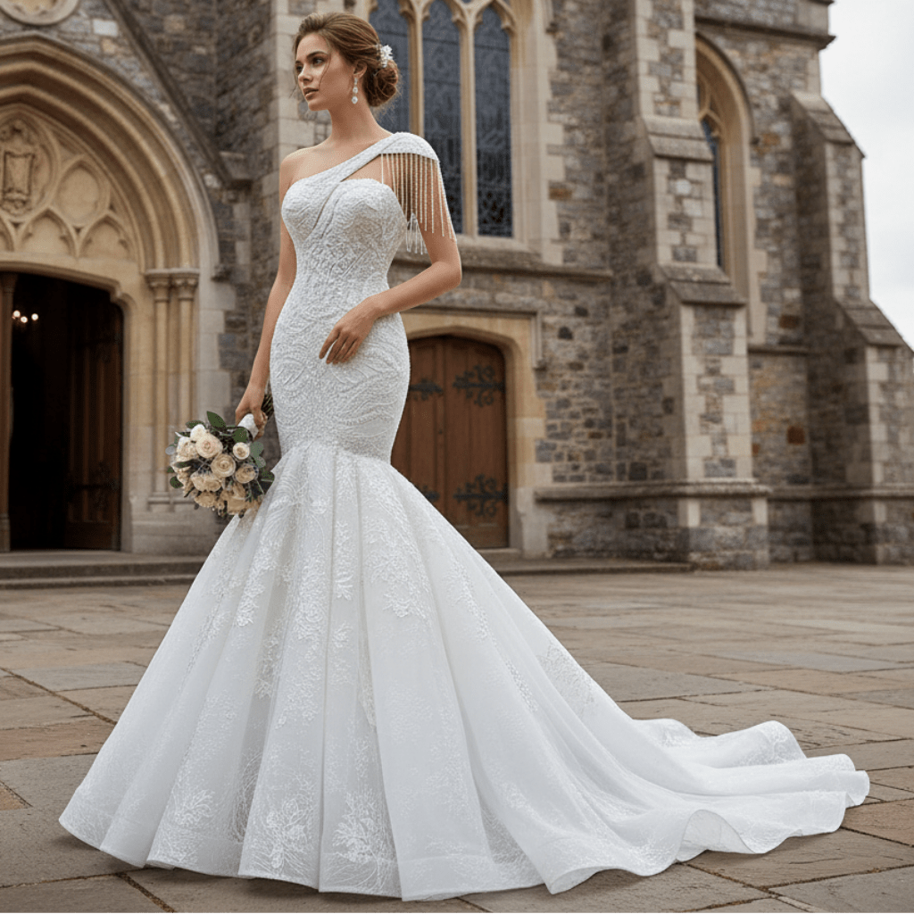 one shoulder beaded mermaid wedding dress New Arrival Sleeveless One-Shoulder Mermaid Wedding Dress Long Slit Online