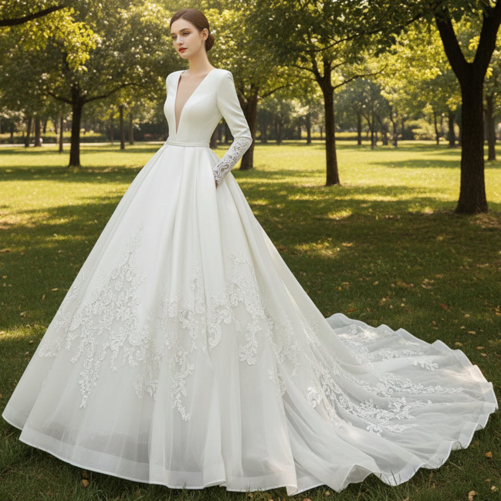 Charming See Through Long Sleeves V Neck Cheap Long Wedding Party Bridesmaid Dresses, WG309