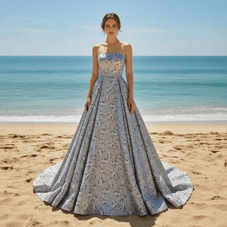 Romantic Strapless Floral Print Wedding Dresses & Gowns with A-line