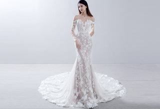 mermaid lace wedding dress for bride