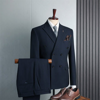 Double Breasted Men's Formal Attire British Fashion Business Casual Suit