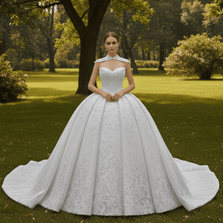 Sparkly Ball Gown Wedding Dress with Detachable Jacket