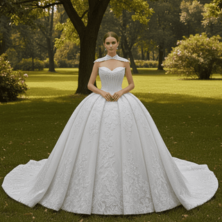 Sparkly Ball Gown Wedding Dress with Detachable Jacket