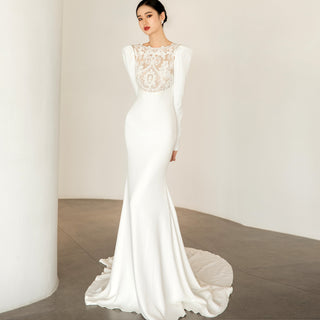 High Neck Low Back Wedding Dress