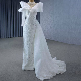 High Fashion Wedding Dress with One-Shoulder Detail