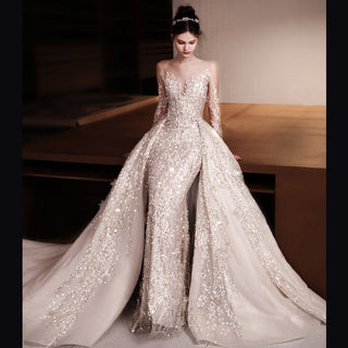 Mermaid Wedding Dress Detachable Train