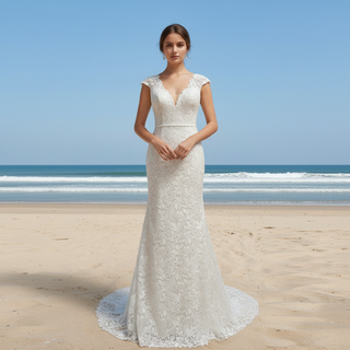 Lace Cap Sleeve Wedding Dress