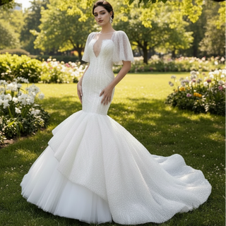 Bridal Dress with Half Sleeve