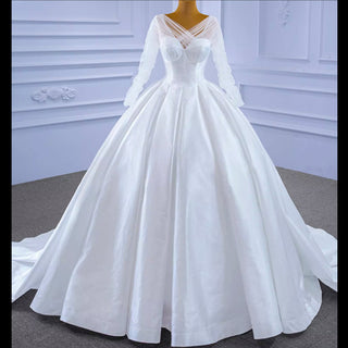 Long Sleeve Satin Wedding Dress for Winter Elegance