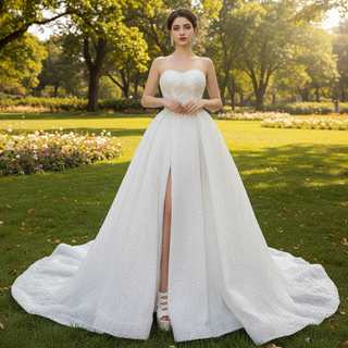 A-line Strapless Wedding Dresses With Luxurious Floor-length