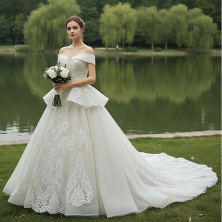 Off Shoulder Ruffle Wedding Dresses & Bridal Gowns