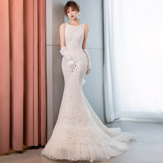 Scoop Neckline Mermaid Trumpet Bridal Gown Wedding Dress