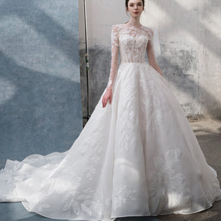 A Line Bridal Gowns with Long Sleeve