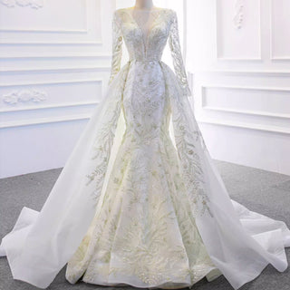 Elegant Mermaid Wedding Dress with Full-Length Sleeves