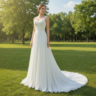 Simple Chiffon Wedding Dress for Beach Ceremony