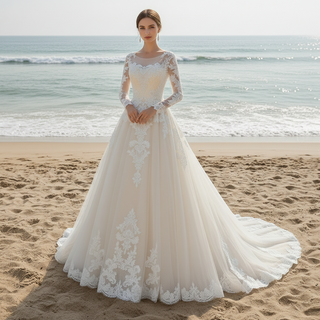 Boho Wedding Dress with Long Sleeve