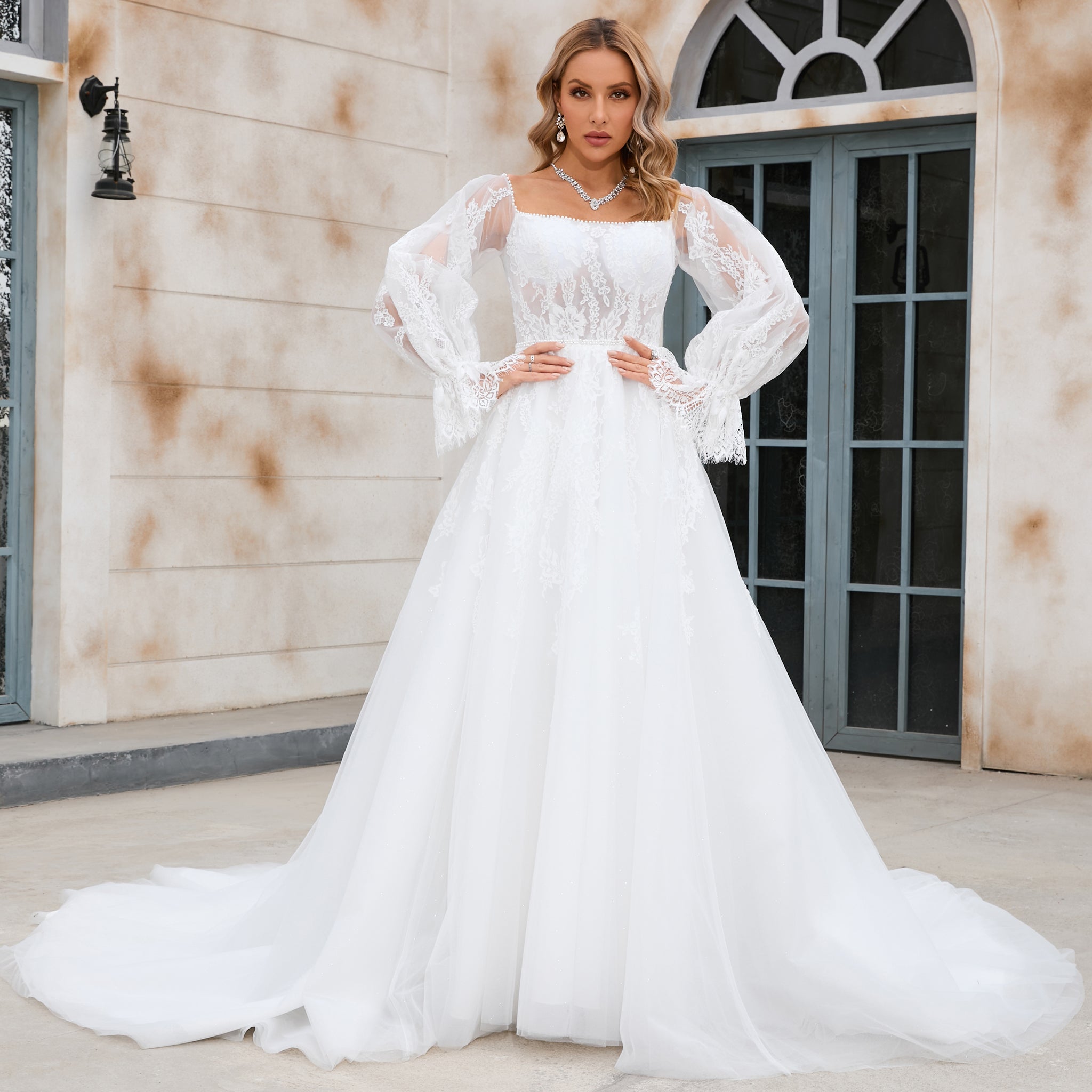 A Line Off the Shoulder Wedding Dress & Gown - RosyMae Rosymae A Line Off the Shoulder Wedding Dress & Gown - RosyMae Rosymae
