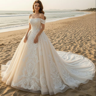 Ball Gown Wedding Dress with Long Train - Rosymae