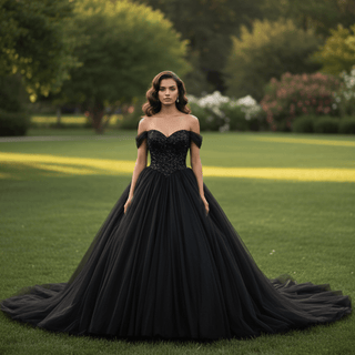 Black Ball Gown Wedding Dress - Rosymae