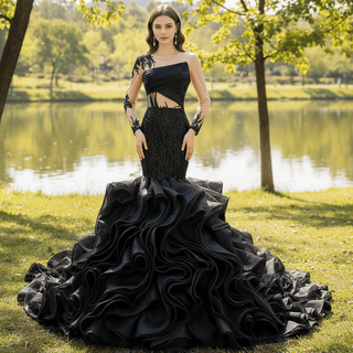 Black Long Sleeve Wedding Dress - Rosymae
