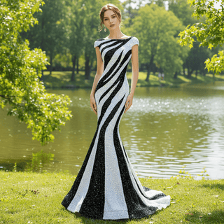 Black & White Prom Dress - Rosymae