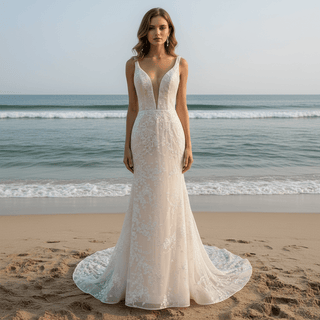 Deep V Bridal Wedding Dresses & Gowns - Rosymae
