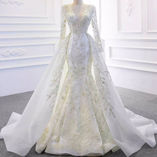 Elegant Mermaid Wedding Dress with Full-Length Sleeves - Rosymae