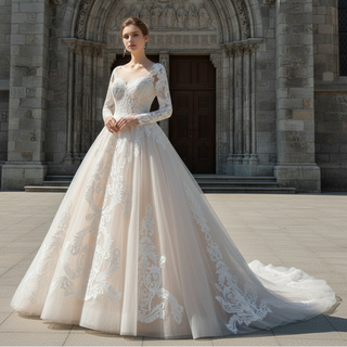 Long Sleeve Ball Gown Wedding Dress