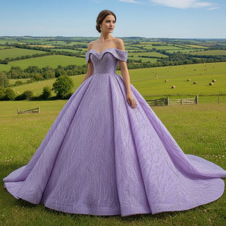 Fairytale Ball Gown Wedding Dress with Crystal Beading & Train - Rosymae