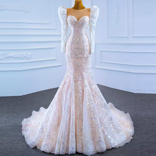 Fashion-Forward Wedding Dress with Puff Sleeves - Rosymae