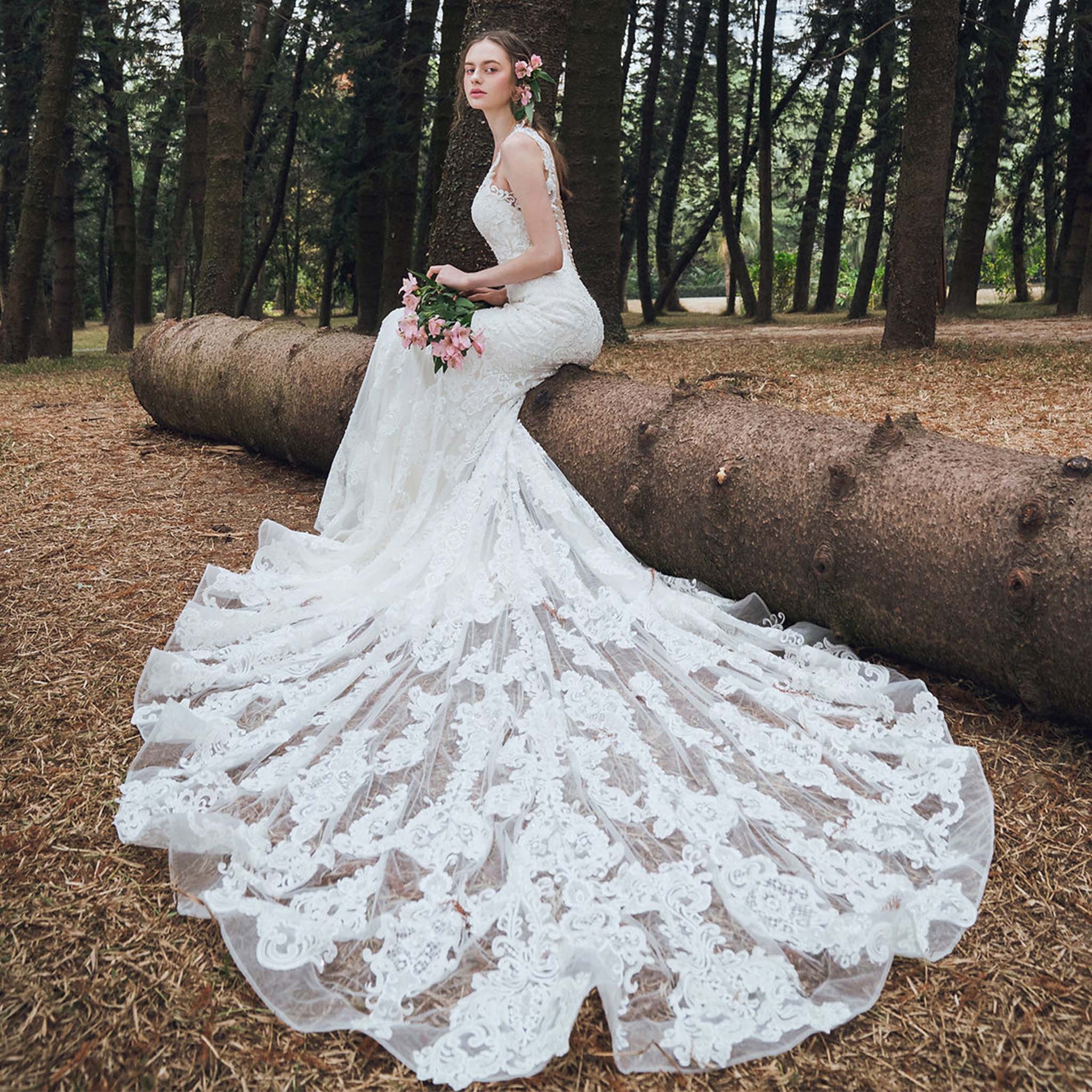 Mermaid Wedding Dress with Long Train  Rosymae