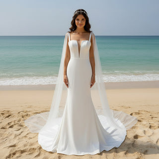 Simple Backless Wedding Dress for Elopement Brides