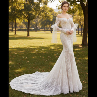 Flowy Boho Wedding Dress with Flutter Sleeves - Rosymae