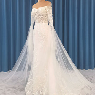 Flowy Wedding Dress with Sleeves - Rosymae