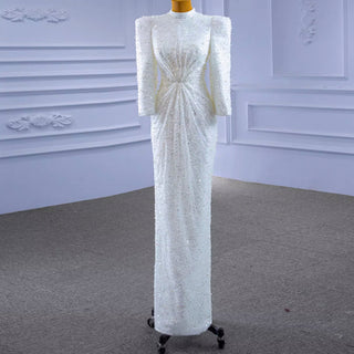 Full Coverage Wedding Dress with High Neck & Train - Rosymae
