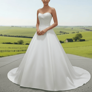 Gorgeous Satin A-line Wedding Dress - Rosymae