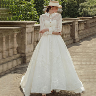 Long Sleeve High Neck Wedding Dress