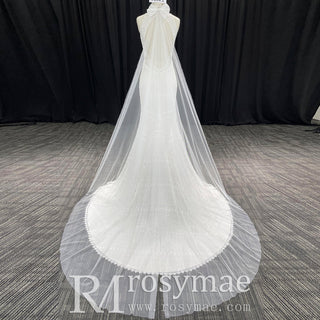 Sleek Halter Neck Wedding Dress with Keyhole Back