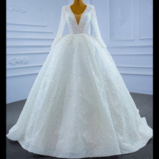 Lace Long Sleeve Wedding Dress Perfect for Winter Brides - Rosymae