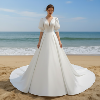 Satin Wedding Dress for Cozy Indoor Winter Ceremony