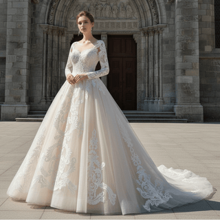Long Sleeve Ball Gown Wedding Dress - Rosymae